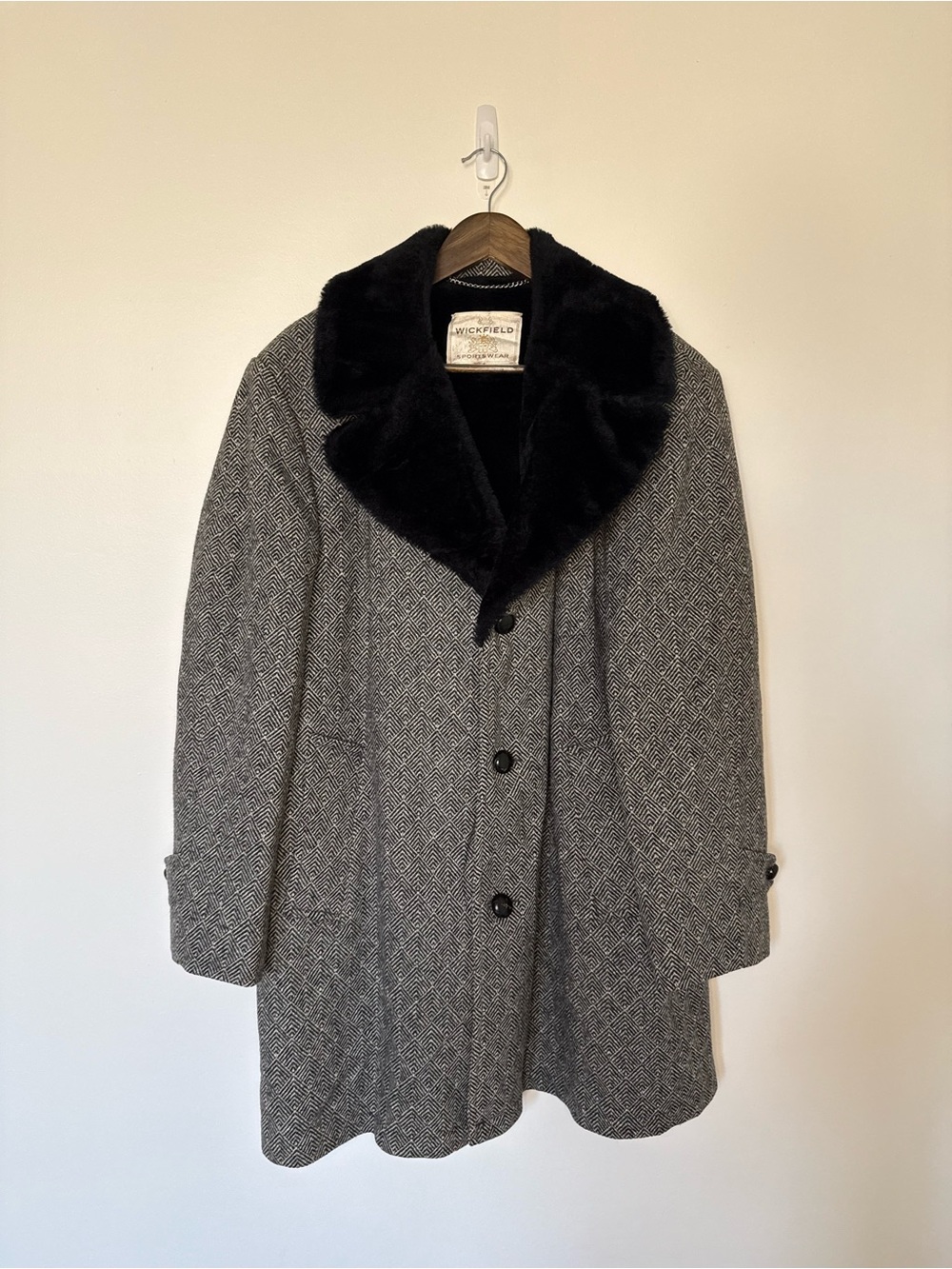 Vintage Wickfield Sportswear Faux Fur Collar Overcoat